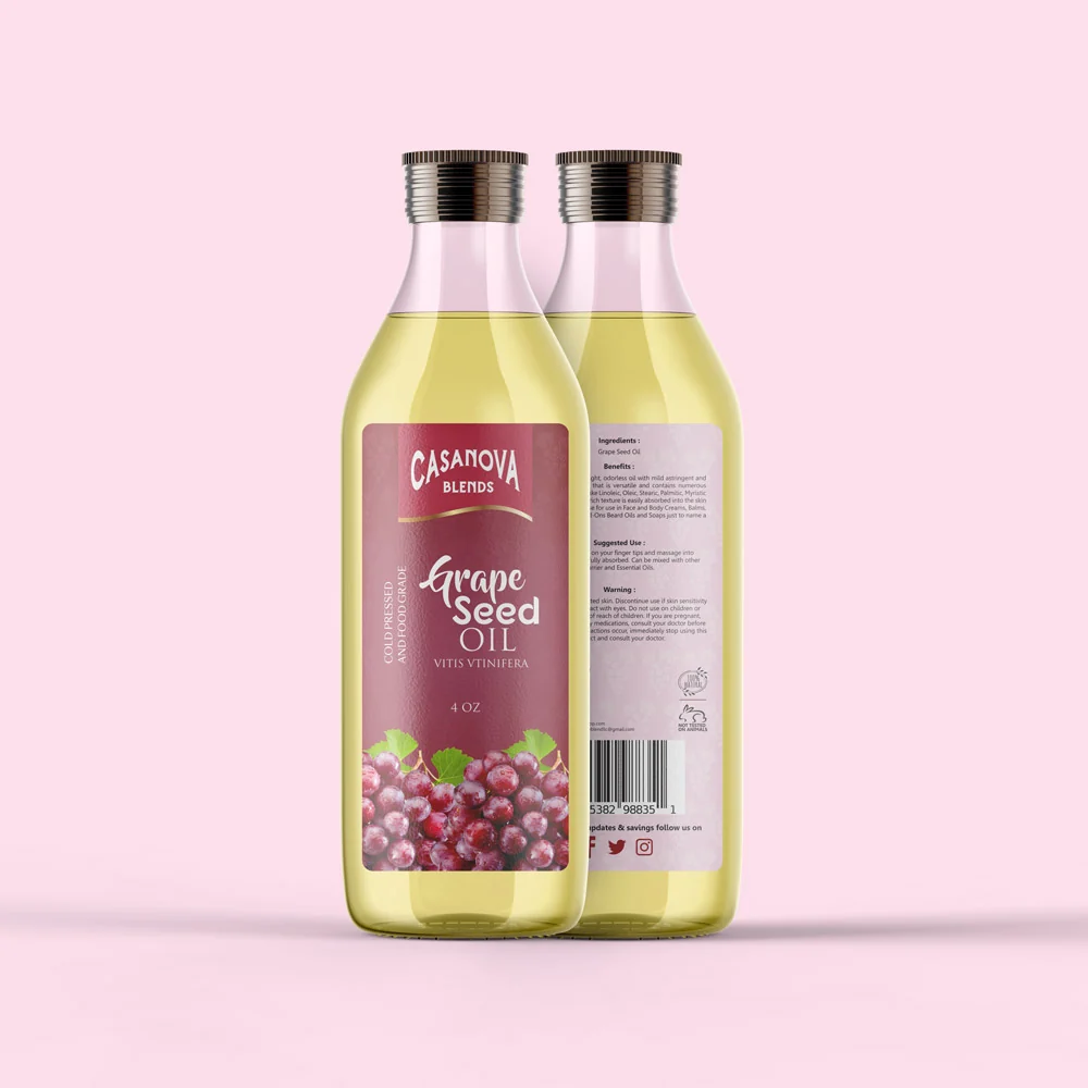 Casanova Blends grape seed oil label design