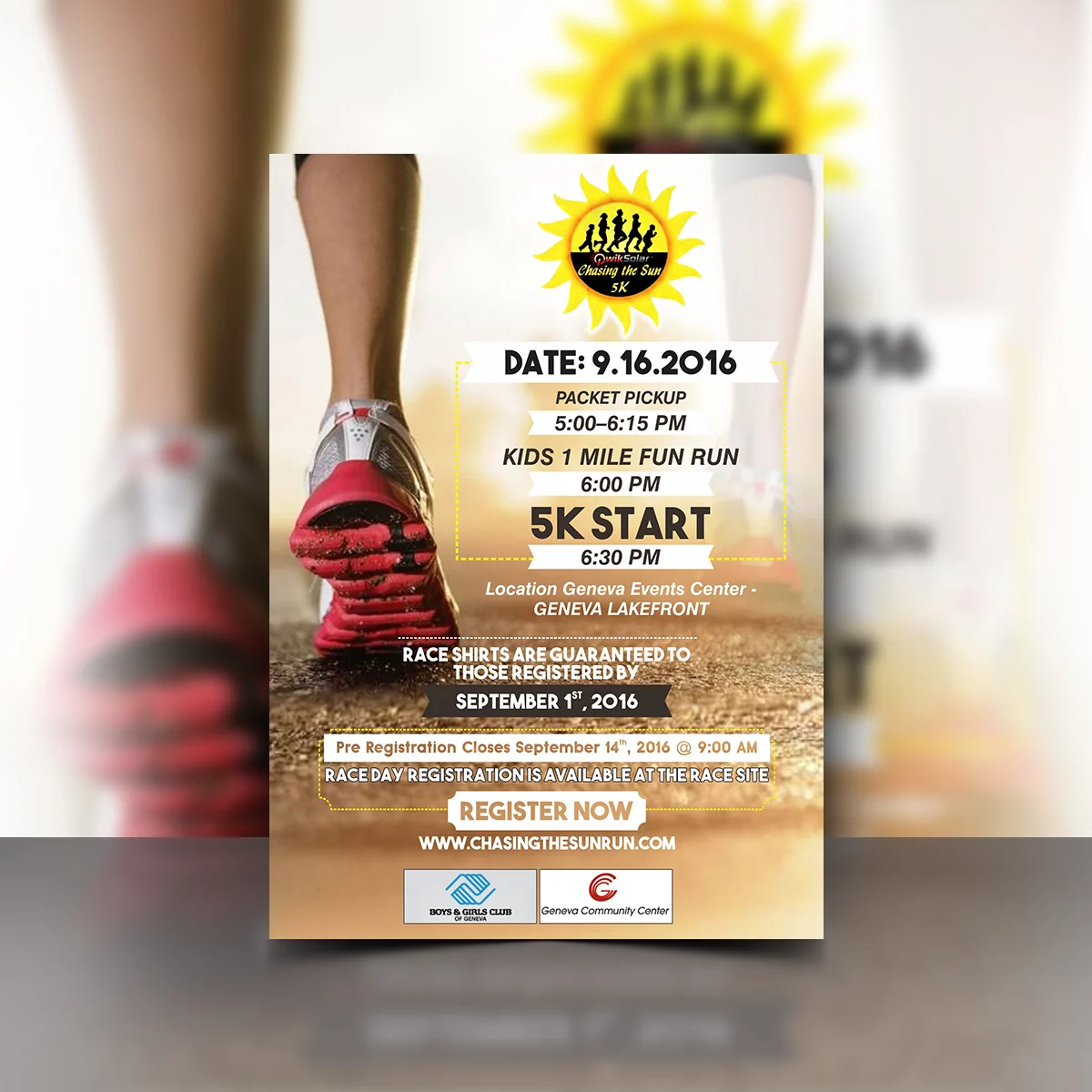 Chasing the Sun 5K - Flyer design